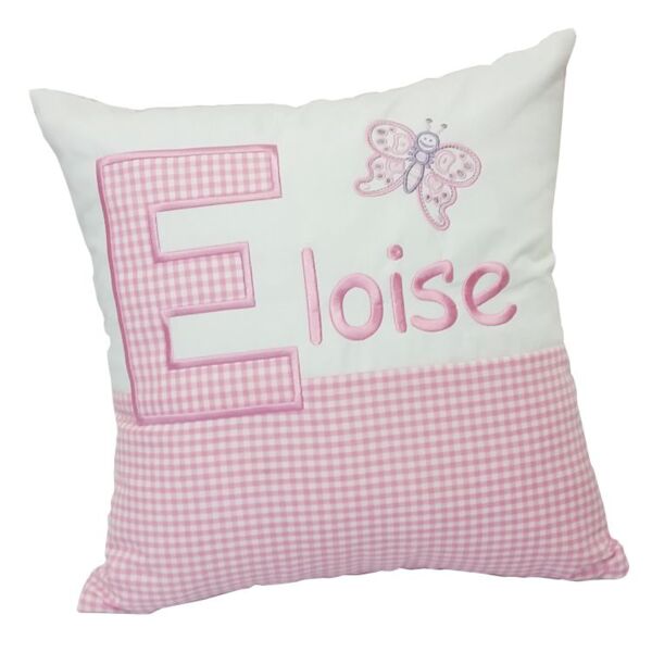 Personalised butterfly gingham cushion Thumbnail